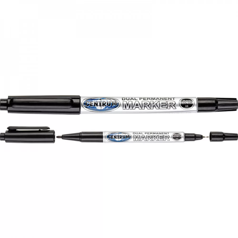 Marker permanent pentru CD/DVD, 2 varfuri conice 0,5 mm si 2 mm, negru